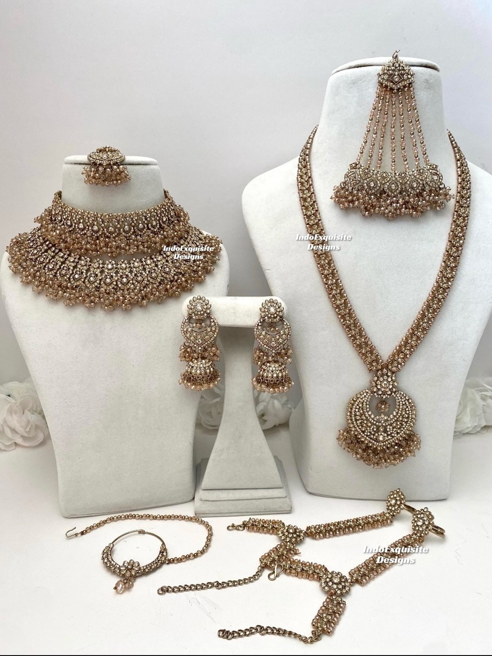Pristine Multi-Piece Crystal & Champagne Gold Statement Set